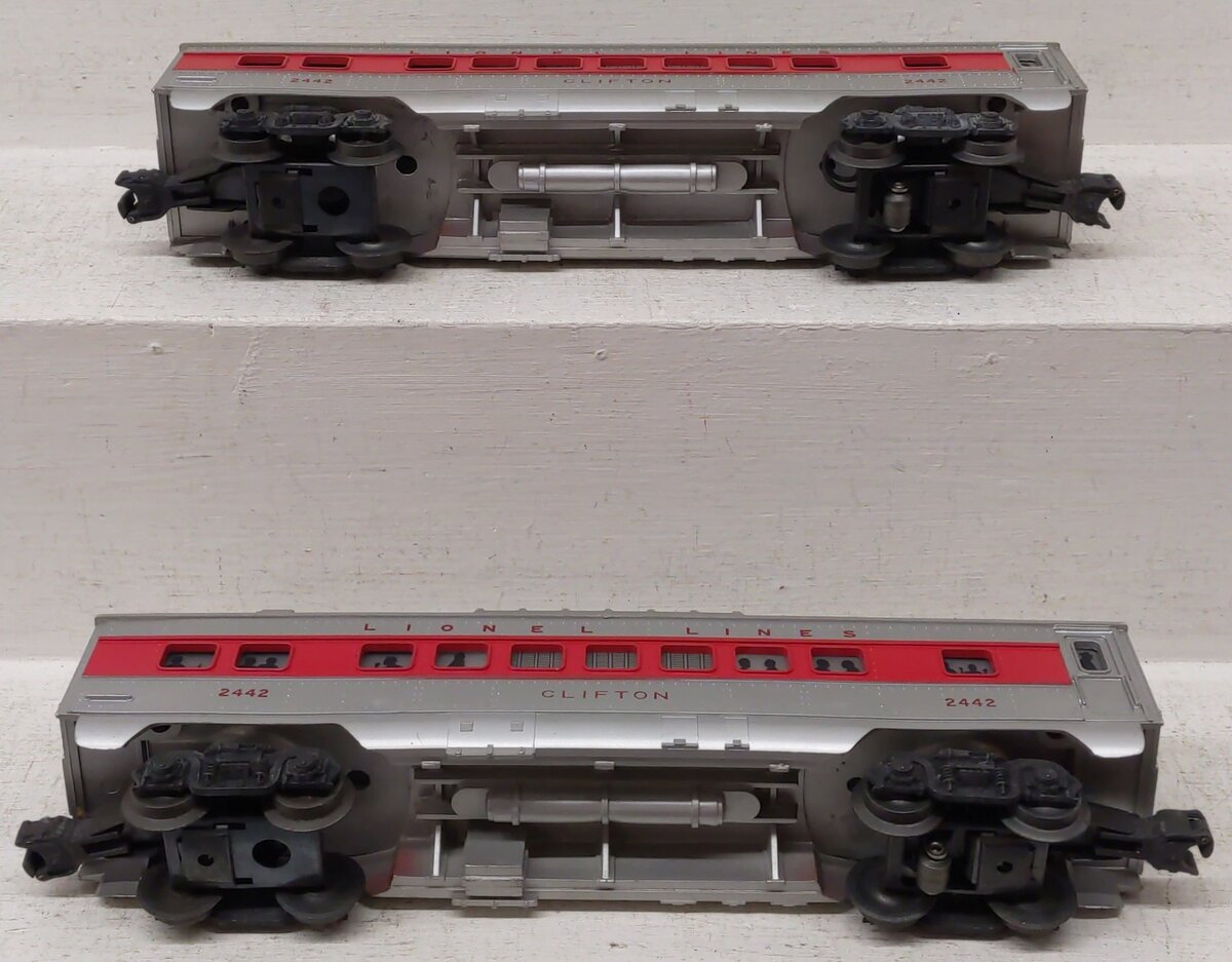 Lionel 2442 Vintage O Lionel Lines Clifton Red Stripe Vista Dome Cars [2] VG/Box