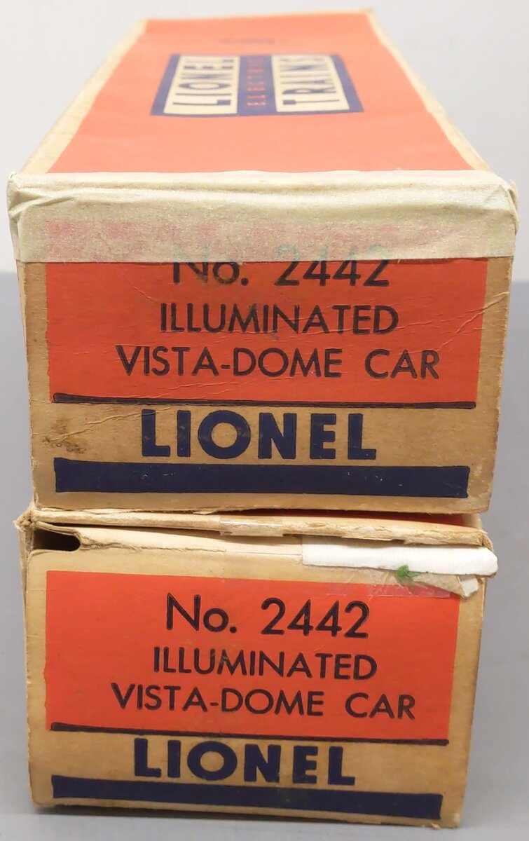 Lionel 2442 Vintage O Lionel Lines Clifton Red Stripe Vista Dome Cars [2] VG/Box