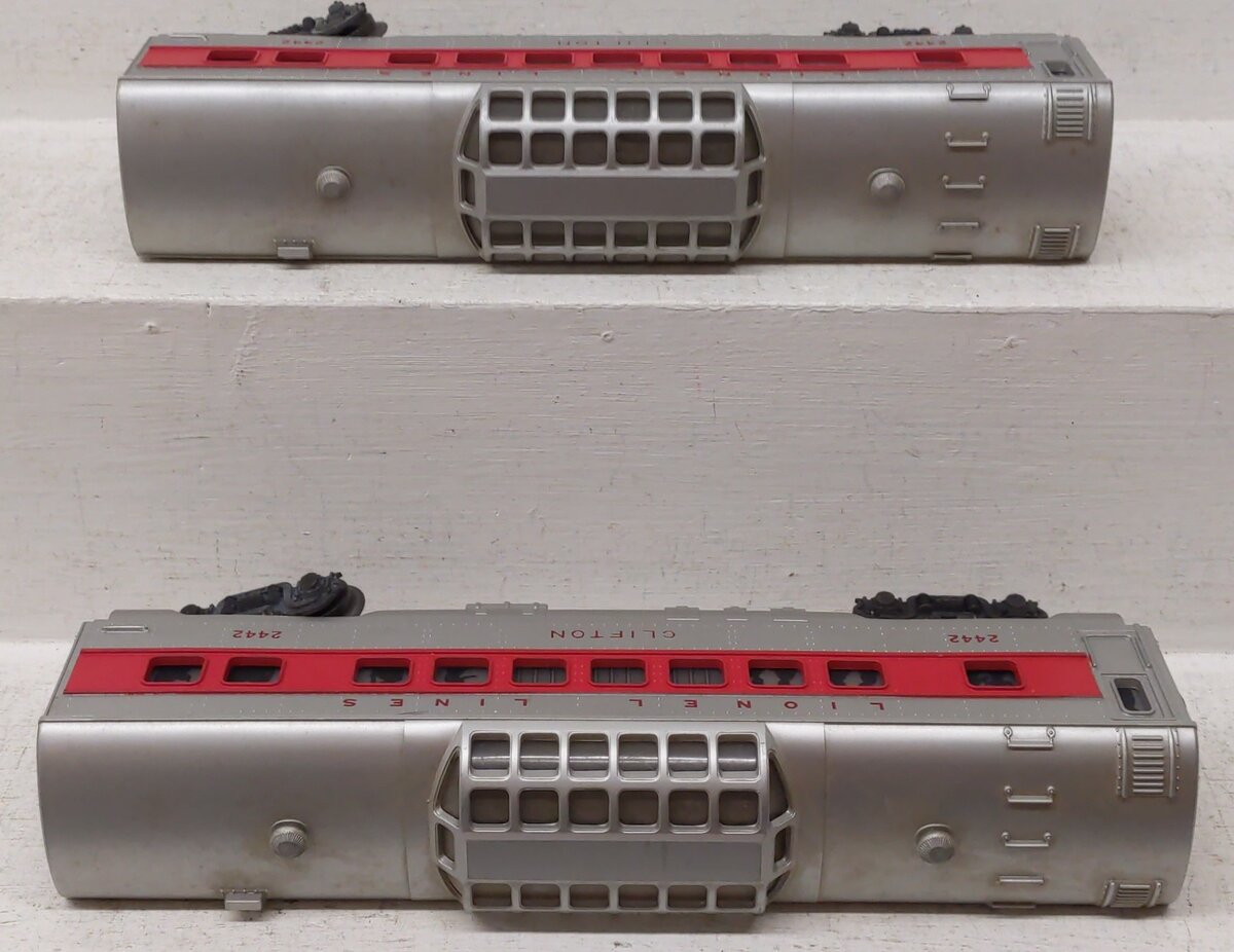 Lionel 2442 Vintage O Lionel Lines Clifton Red Stripe Vista Dome Cars [2] VG/Box