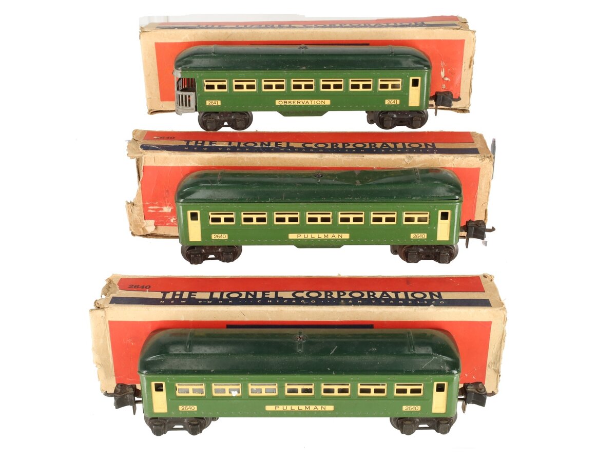 Lionel 240s Vintage O Prewar Green Passenger Set # 2640, 2640 & 2641 [3] VG/Box