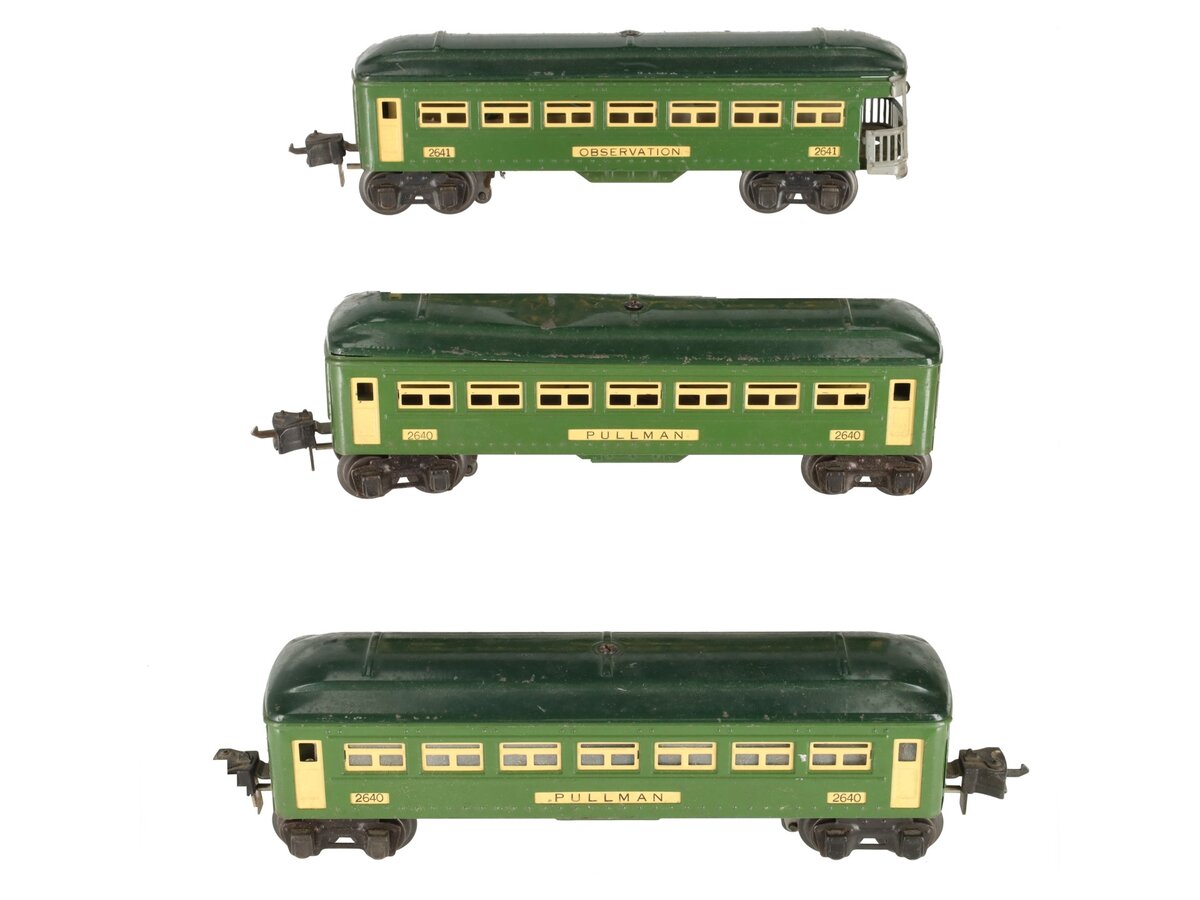 Lionel 240s Vintage O Prewar Green Passenger Set # 2640, 2640 & 2641 [3] VG/Box