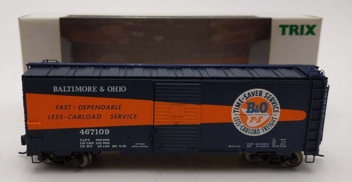 Trix 24902-13 HO Scale Baltimore & Ohio Time-Save 40' Boxcar #467109 LN/Box