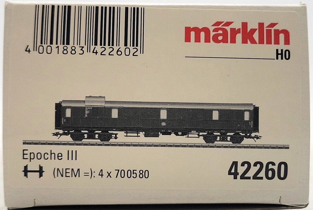 Marklin 42260 HO Scale Epoche III DB Hecht Baggage Car LN/Box