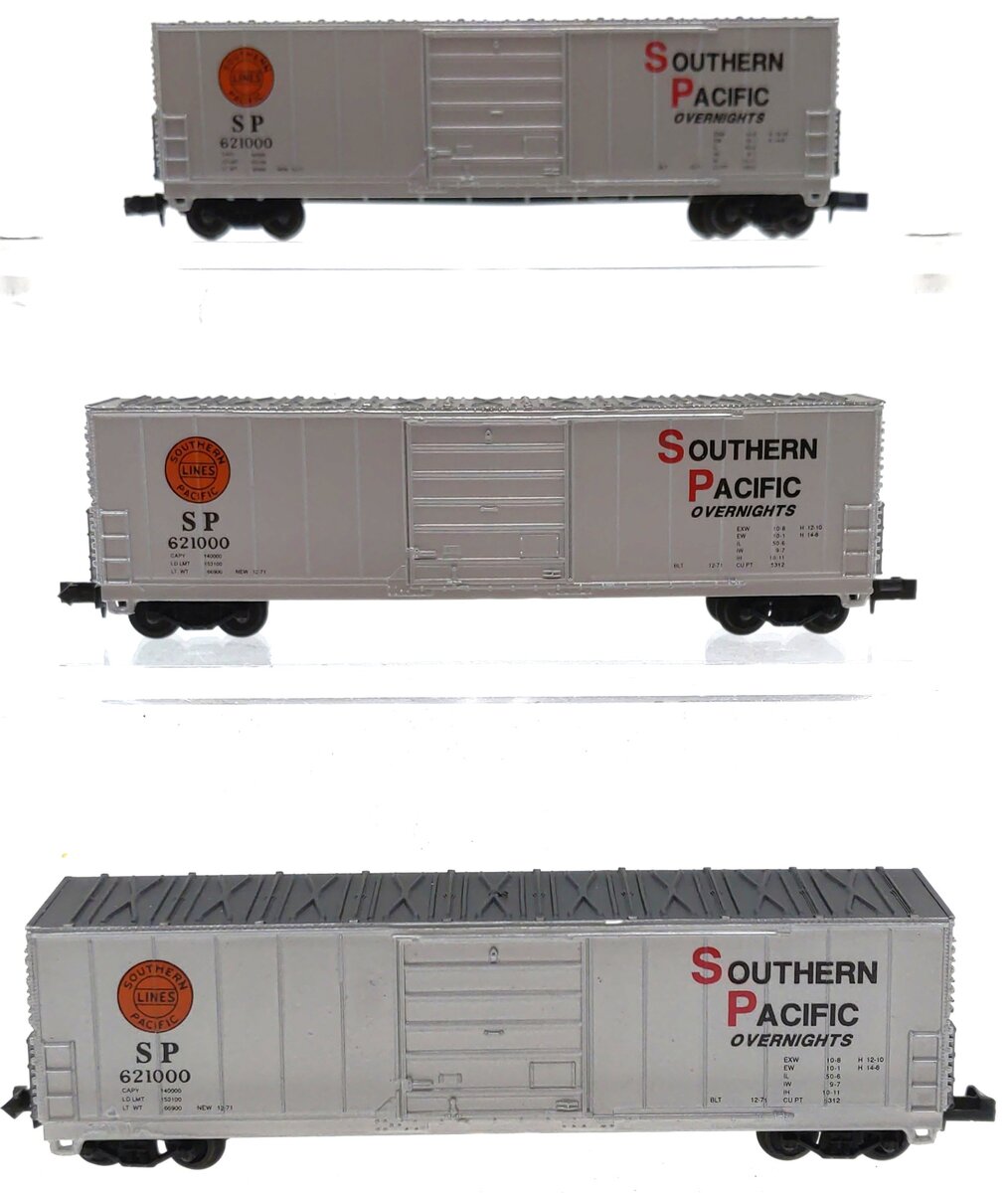 BevBel 10013 N Scale Southern Pacific Evans 50' Boxcar #621000 (Set of 3) LN/Box