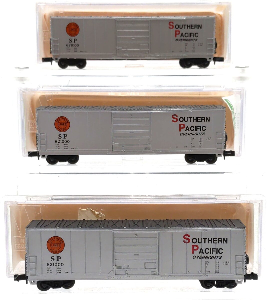 BevBel 10013 N Scale Southern Pacific Evans 50' Boxcar #621000 (Set of 3) LN/Box
