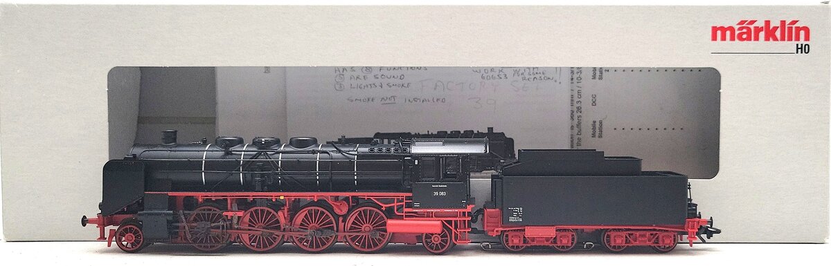 Marklin 39393 HO Scale DB Class 39.0-2 Passenger Steam Locomotive & Tender LN/Box