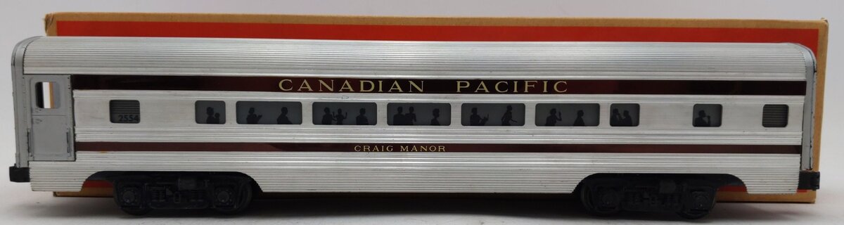 Lionel 2554 Vintage O Canadian Pacific Craig Manor Aluminum Pullman Car VG/Box