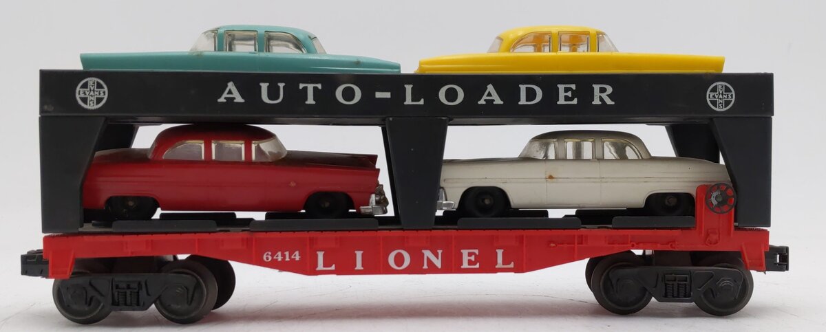 Lionel 6414 Vintage O Gauge Postwar Evans Autoloader with 4 Automobiles VG