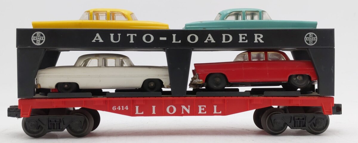 Lionel 6414 Vintage O Gauge Postwar Evans Autoloader with 4 Automobiles VG