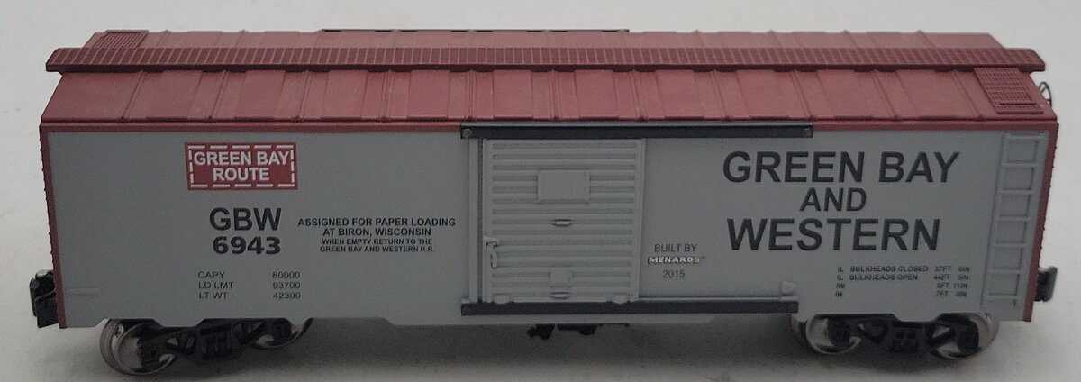 Menards 279-2635 O Green Bay & Western Boxcar #6943 LN