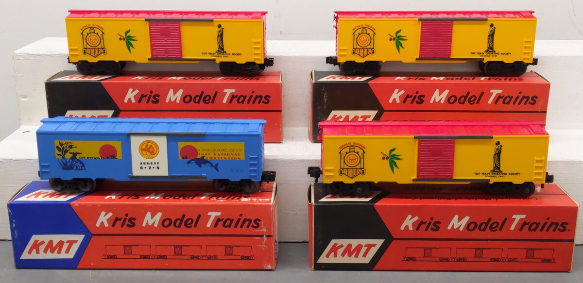 KMT O Gauge Toy Train Operating Society Box Cars [4] VG/Box