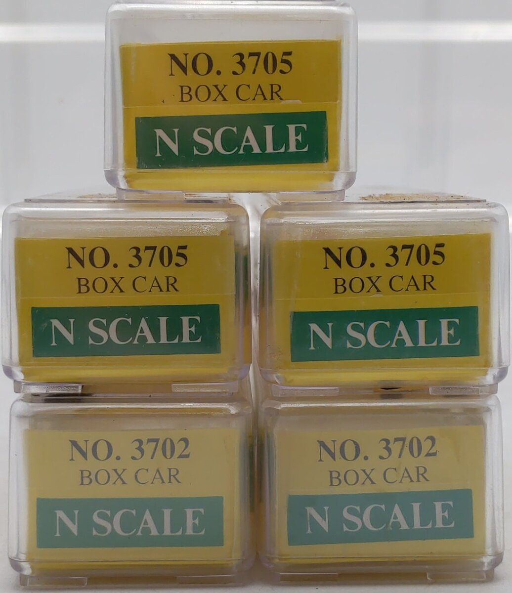 Model Power Assorted N Scale Box Cars: 3702, 3705 [5] LN/Box