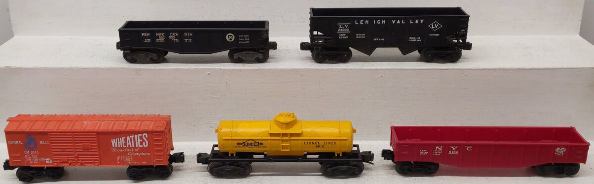Lionel O Gauge Assorted Freight Cars #25000, #6162, #6015, #347000, #9040 [5] VG