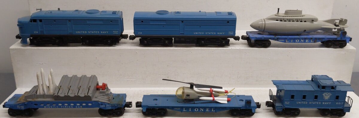 Lionel 1633 Vintage O Gauge Postwar U.S. Navy USNX 6 Unit Military Set VG