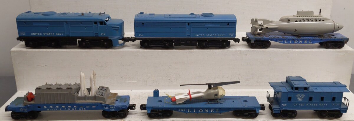 Lionel 1633 Vintage O Gauge Postwar U.S. Navy USNX 6 Unit Military Set VG