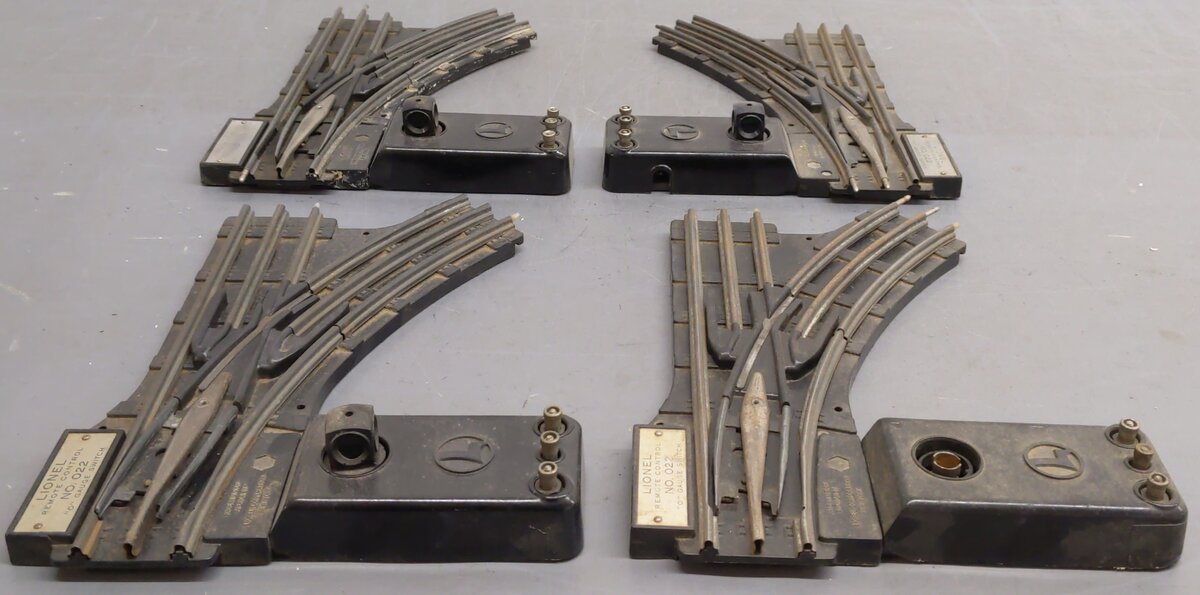 Lionel 022 Vintage O Gauge Left-Hand & Right-Hand Electric Remote Switches [4] VG