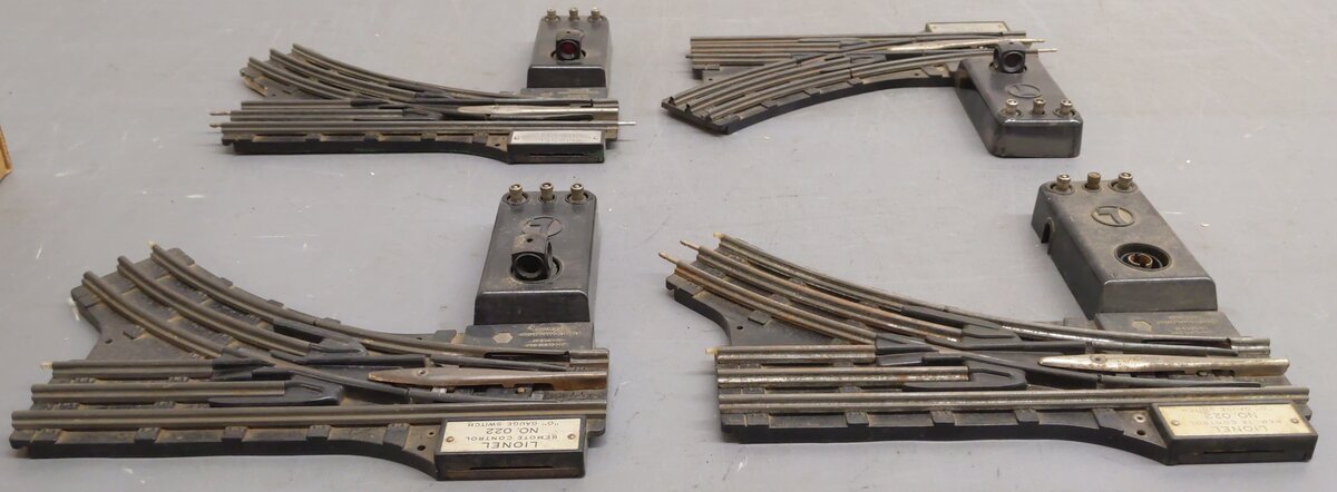 Lionel 022 Vintage O Gauge Left-Hand & Right-Hand Electric Remote Switches [4] VG