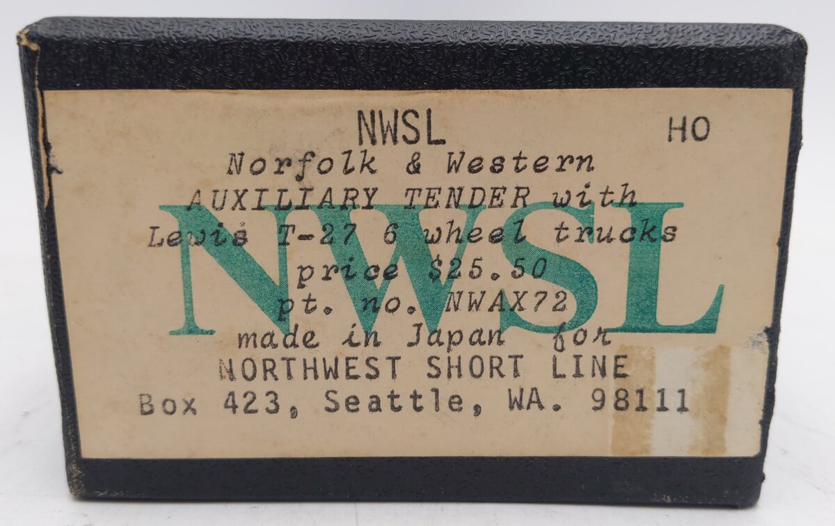 Northwest Short Line NWAX72 HO BRASS Norfolk & Western Auxiliary Tender EX/Box