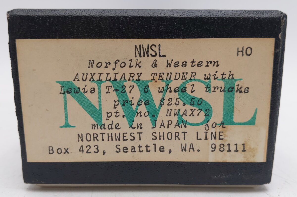 Northwest Short Line NWAX72 HO N&W Auxiliary Tender EX/Box