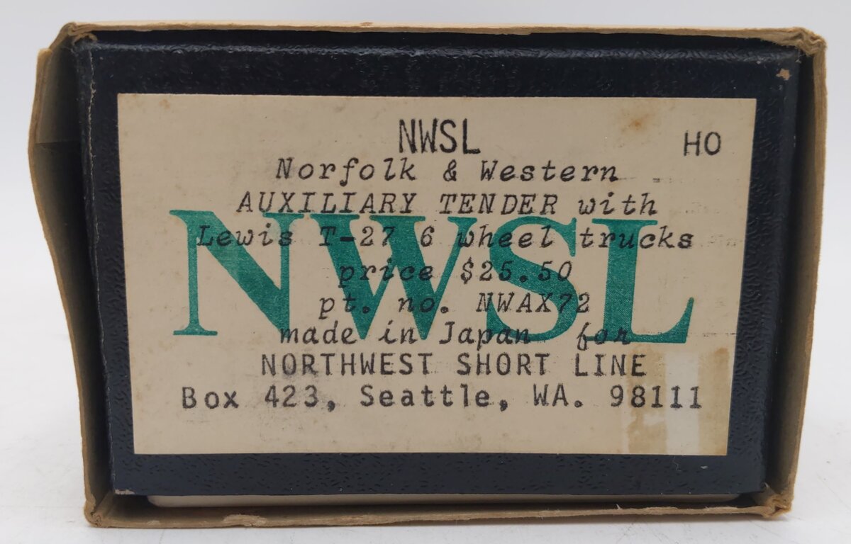 Northwest Short Line NWAX72 HO BRASS Norfolk & Western Auxiliary Tender EX/Box