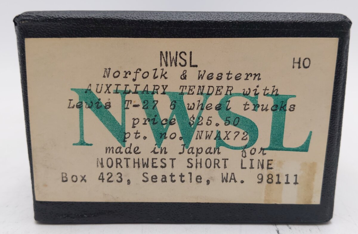 Northwest Short Line NWAX72 HO BRASS Norfolk & Western Auxiliary Tender EX/Box