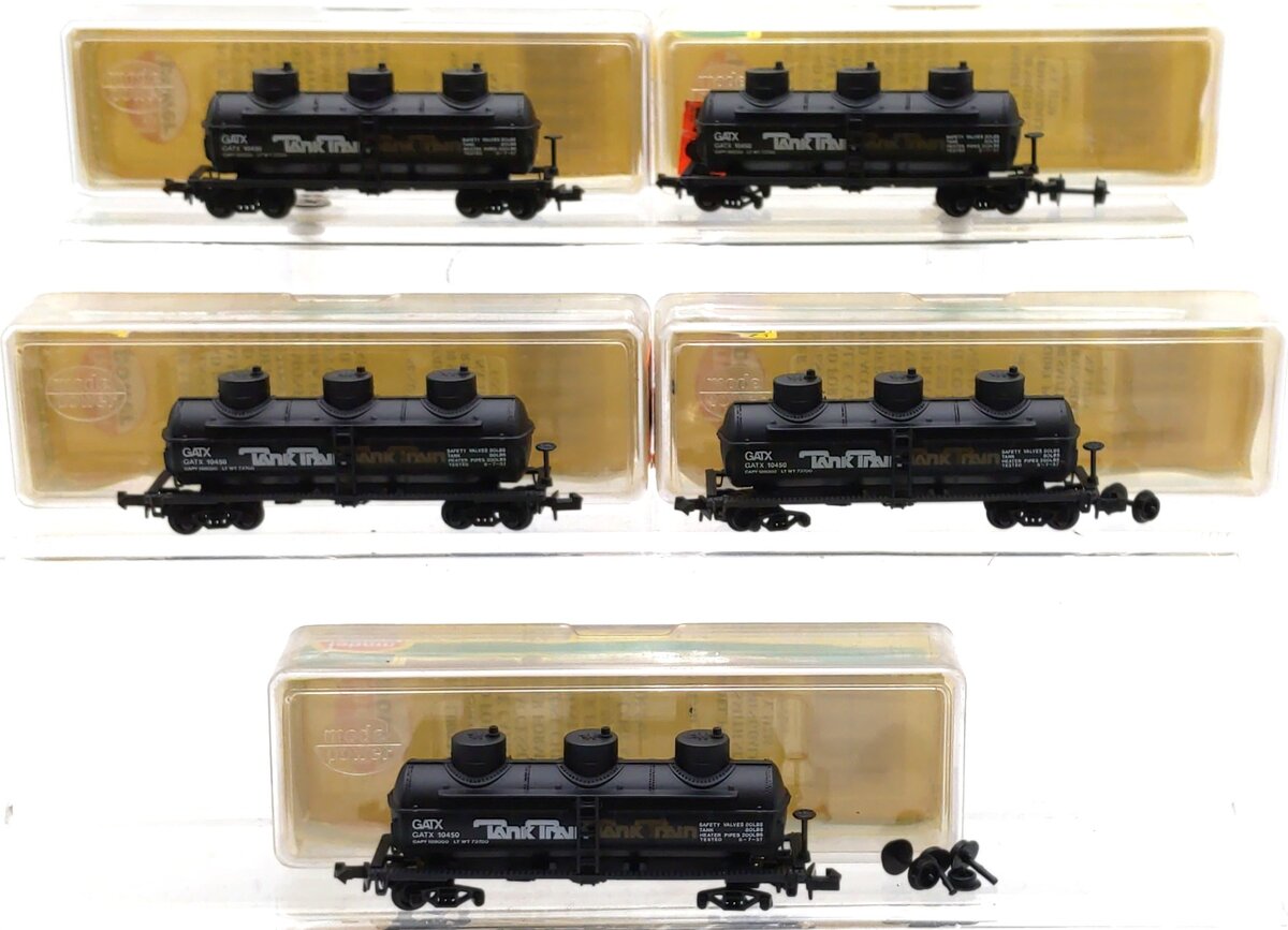 Model Power 3417 N Scale Tank Train 40' Triple Dome Tank Car #10450 (Set of 5) VG/Box