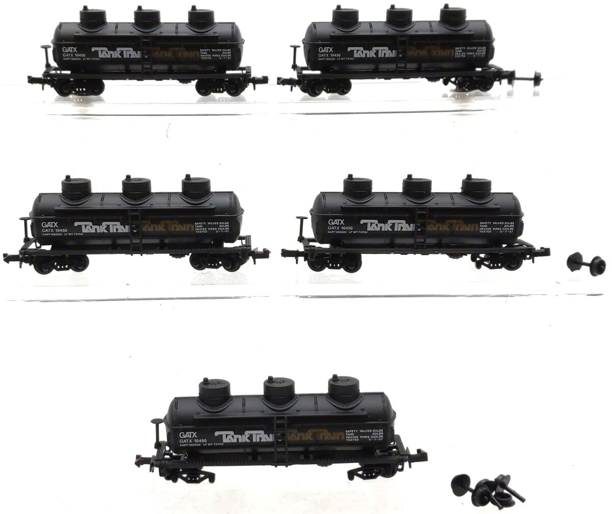Model Power 3417 N Scale Tank Train 40' Triple Dome Tank Car #10450 (Set of 5) VG/Box