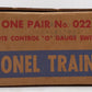 Lionel 022 Vintage O Gauge Left-Hand & Right-Hand Electric Remote Switches VG/Box