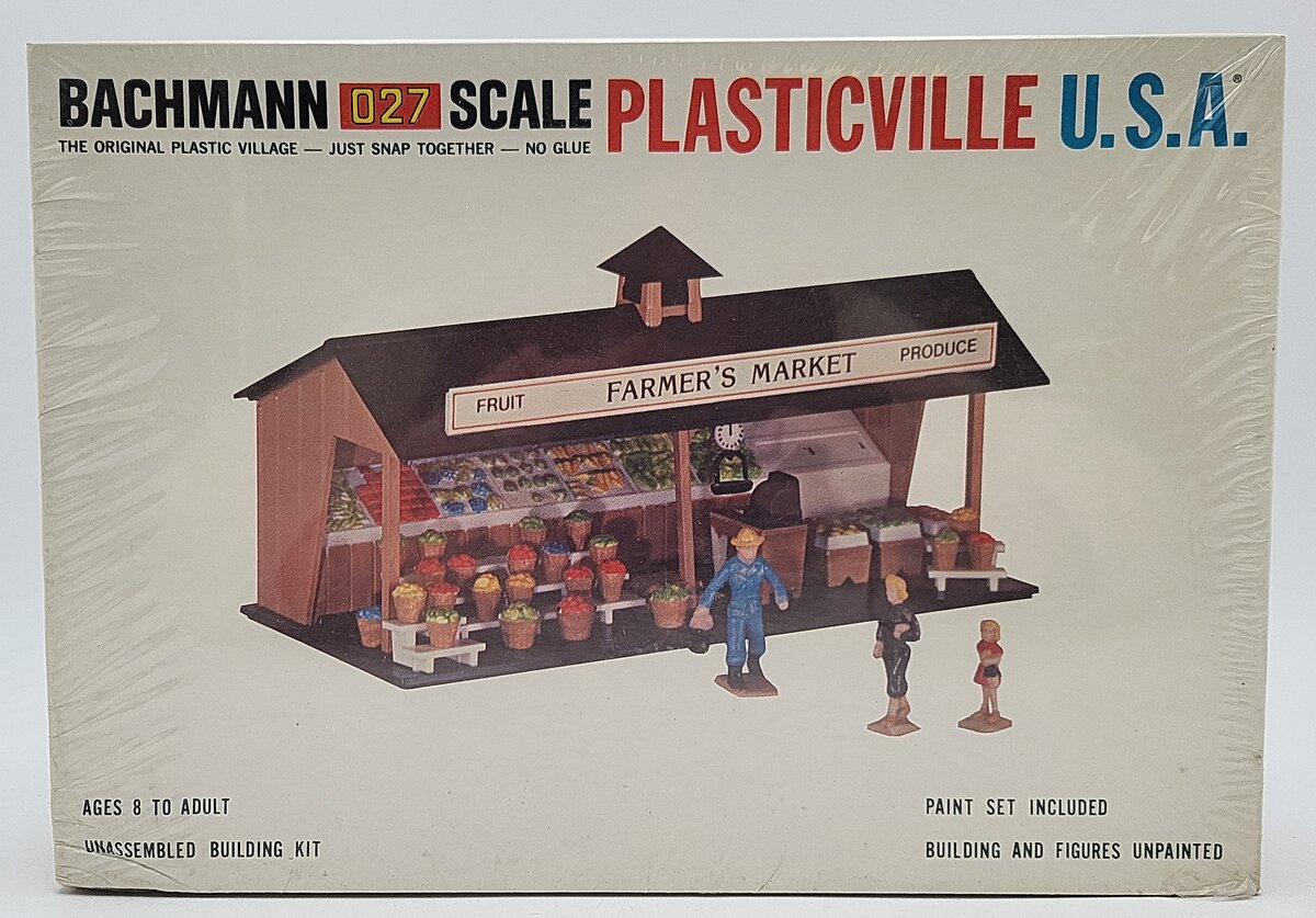Bachmann O27 Scale Plasticville U.S.A Unpainted Farmer's Market Kit w/Paint Set LN/Box