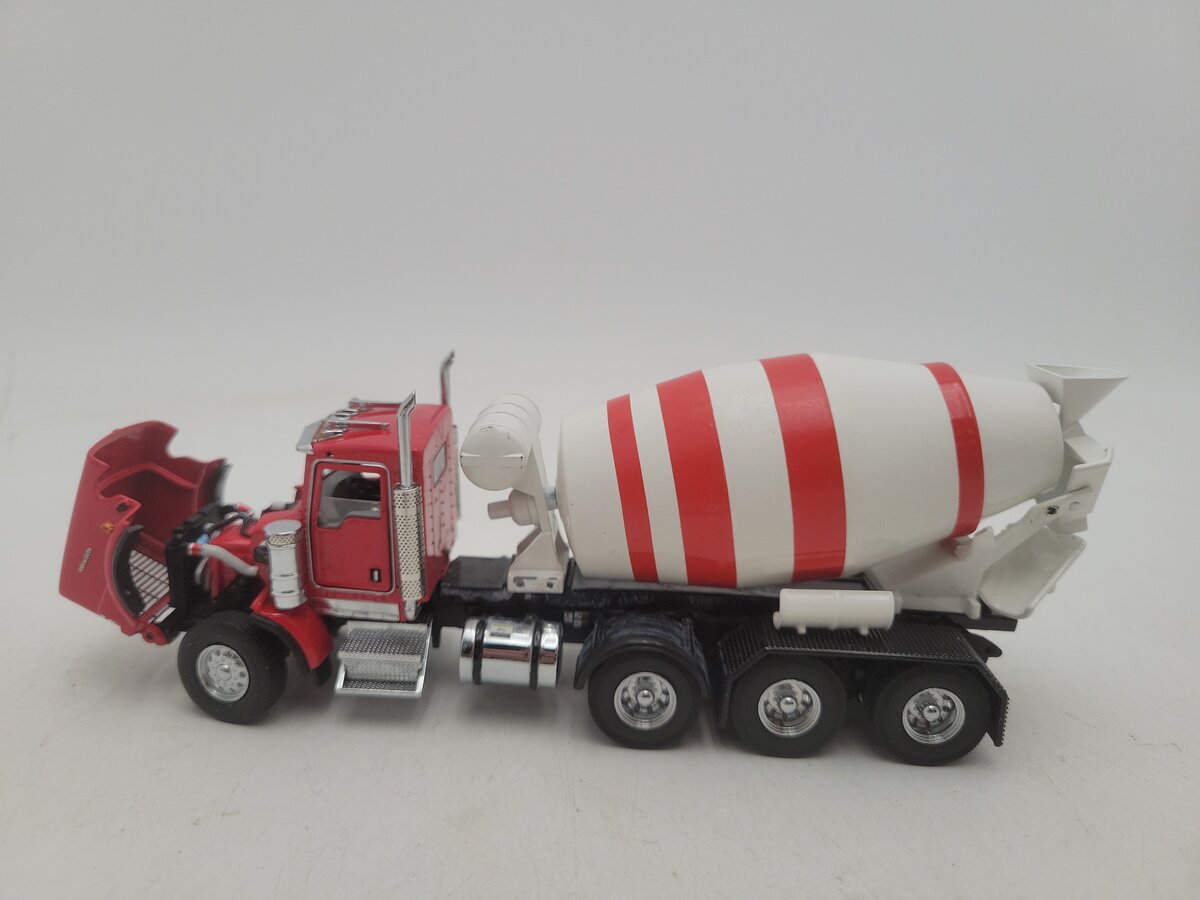 Custom Built 1:50 Scale Kenworth Cab & White/Red Cement Mixer Truck EX