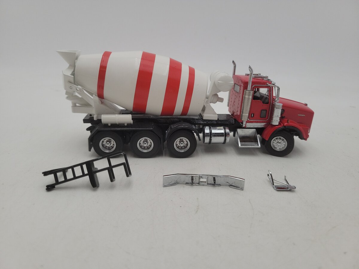 Custom Built 1:50 Scale Kenworth Cab & White/Red Cement Mixer Truck EX