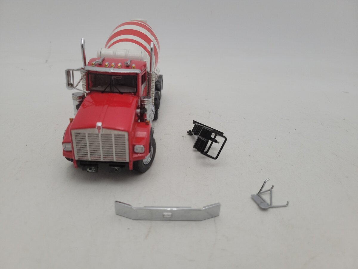 Custom Built 1:50 Scale Kenworth Cab & White/Red Cement Mixer Truck EX