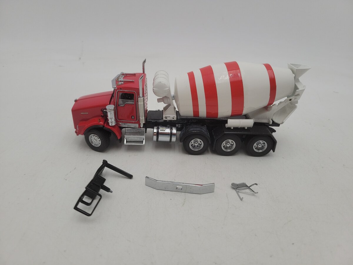 Custom Built 1:50 Scale Kenworth Cab & White/Red Cement Mixer Truck EX