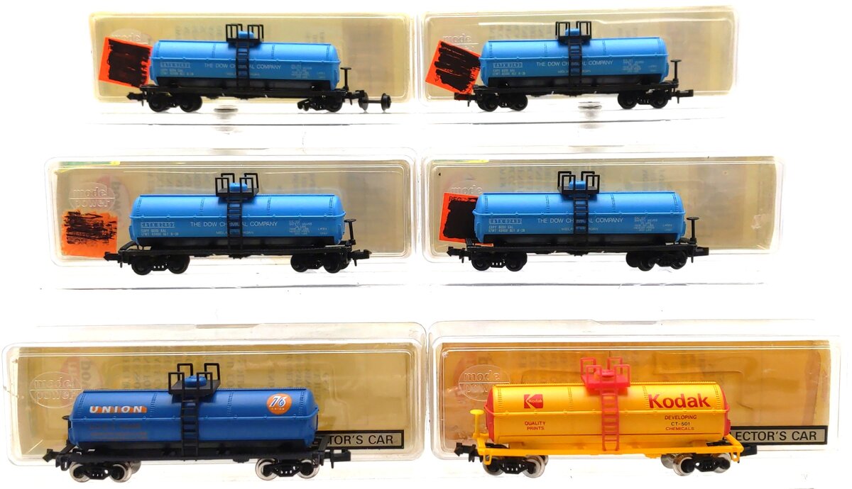 Model Power Assorted N Scale Tank Cars: 3458, 3755, 3751 [6] EX/Box