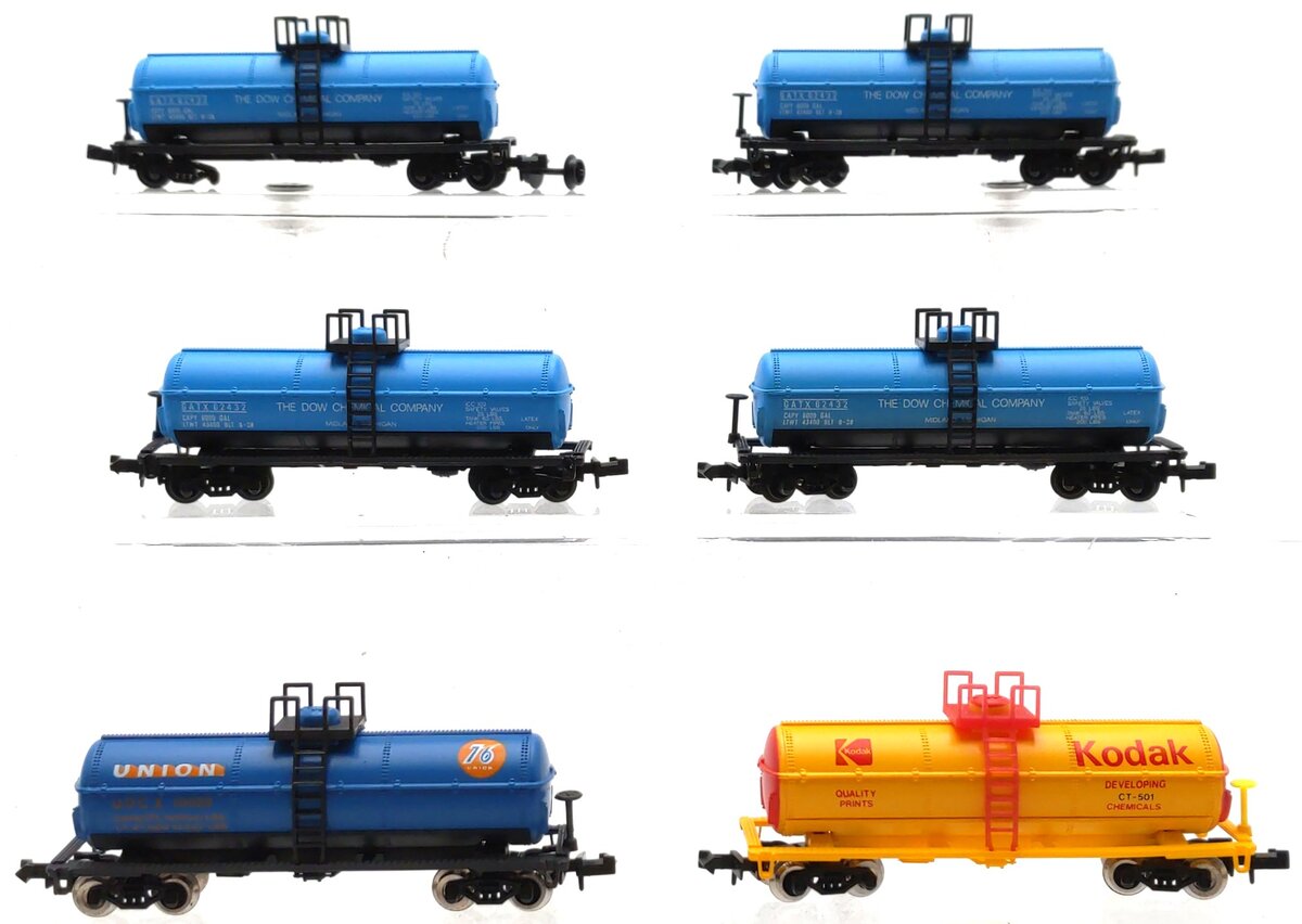 Model Power Assorted N Scale Tank Cars: 3458, 3755, 3751 [6] EX/Box