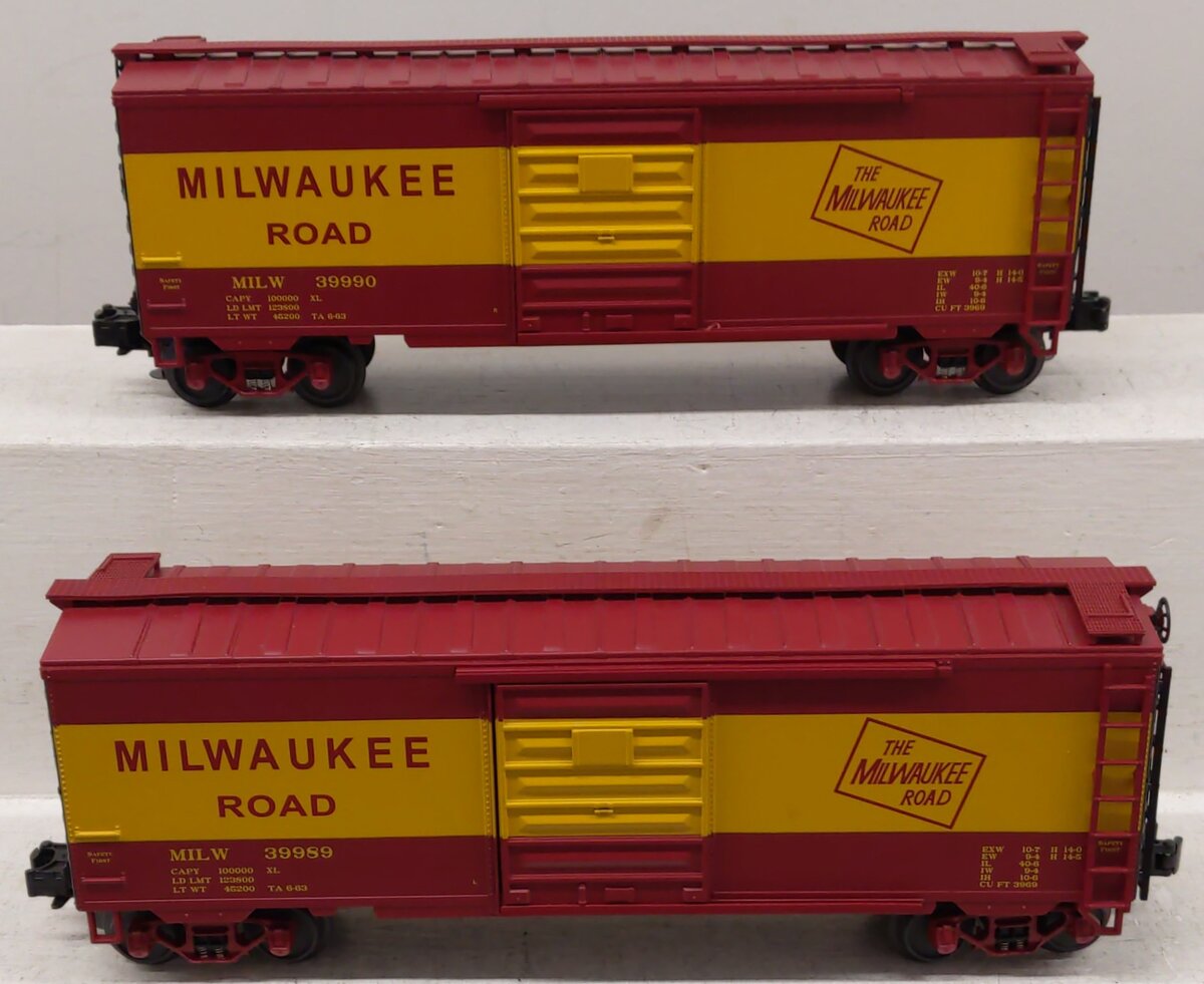 MTH O Gauge Milwaukee Road 40' Box Cars #39990,39989 [2] LN