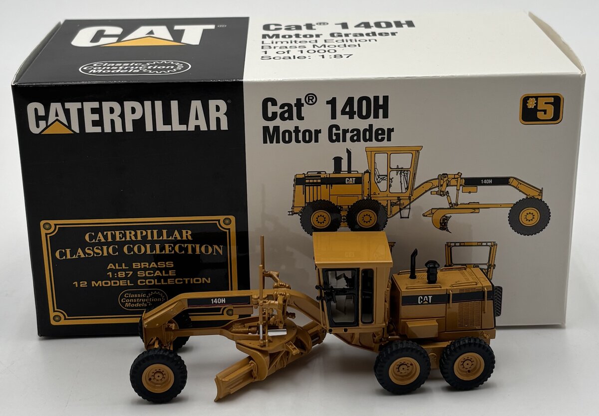 Classic Construction Models BRASS 1:87 Scale Caterpillar 140H Motor Grander LN/Box