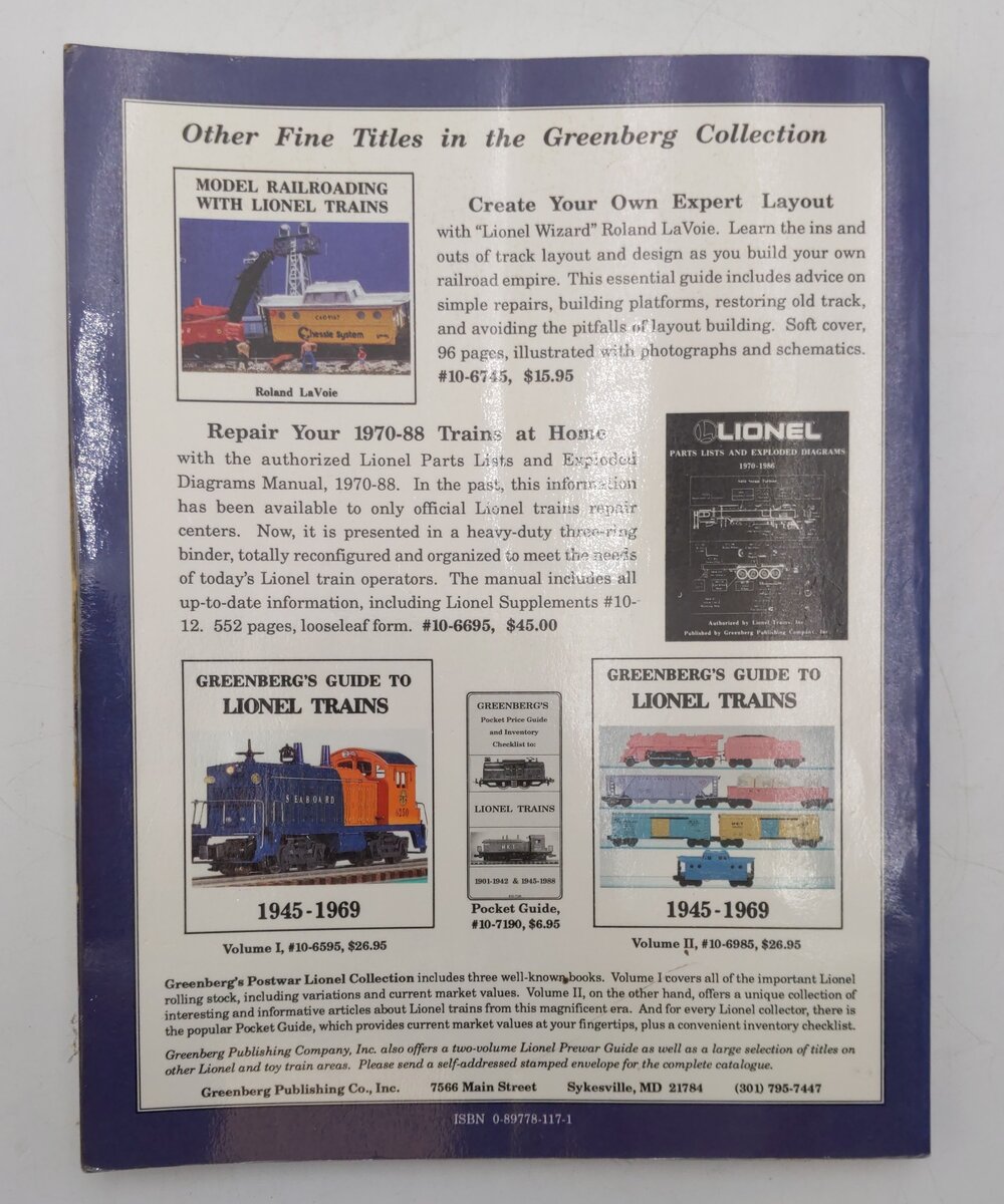 Greenberg's Guide To Lionel Trains With '89 Supplement Paperback Book VG