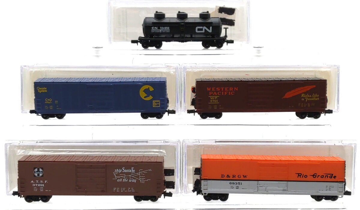 BevBel Assorted N Scale Freight Cars: 10003, 10004, 10006, 10007, 13001 [5] LN/Box