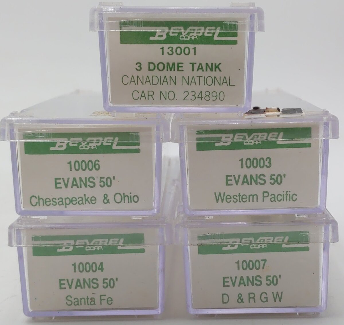 BevBel Assorted N Scale Freight Cars: 10003, 10004, 10006, 10007, 13001 [5] LN/Box