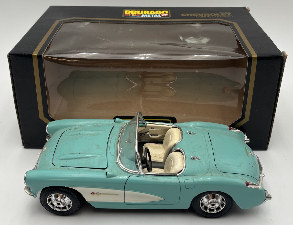 Burago 3024 1:18 1957 Chevrolet Corvette (Blue) VG/Box