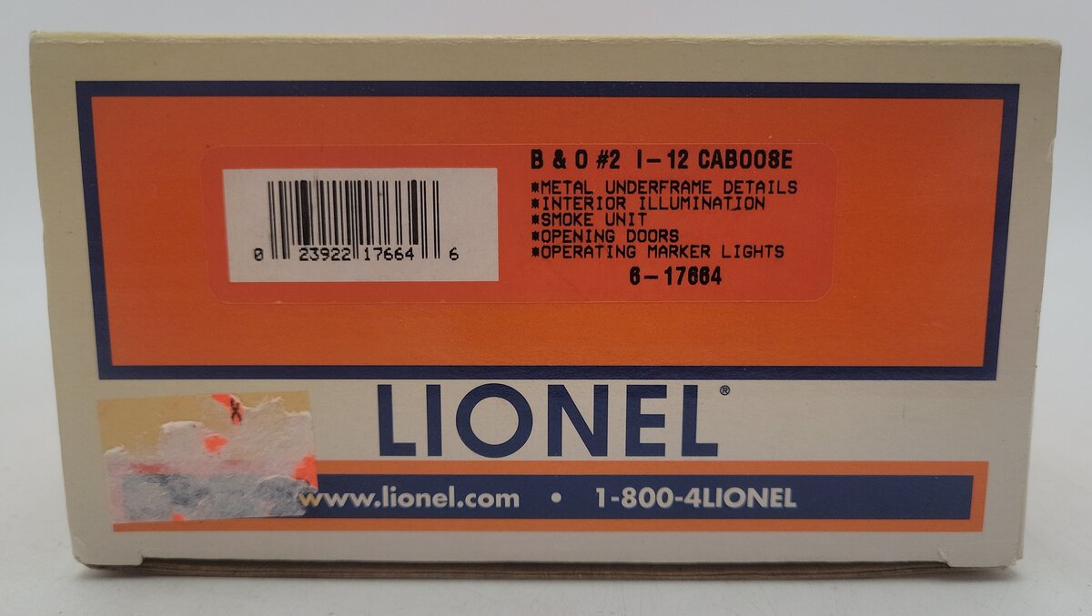 Lionel 6-17664 O Baltimore & Ohio I-12 Illuminated Caboose w/ Smoke #C-2824 LN/Box