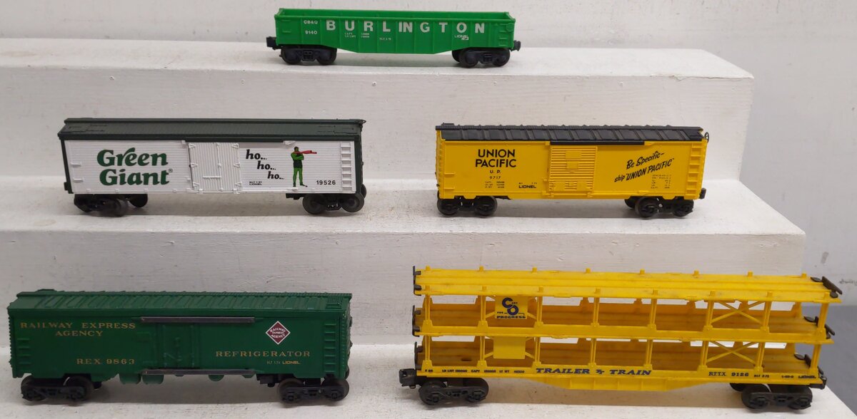 Lionel O Gauge Assorted Freight Cars #9140, 19526, 9717, 9863, 9126 [5] VG