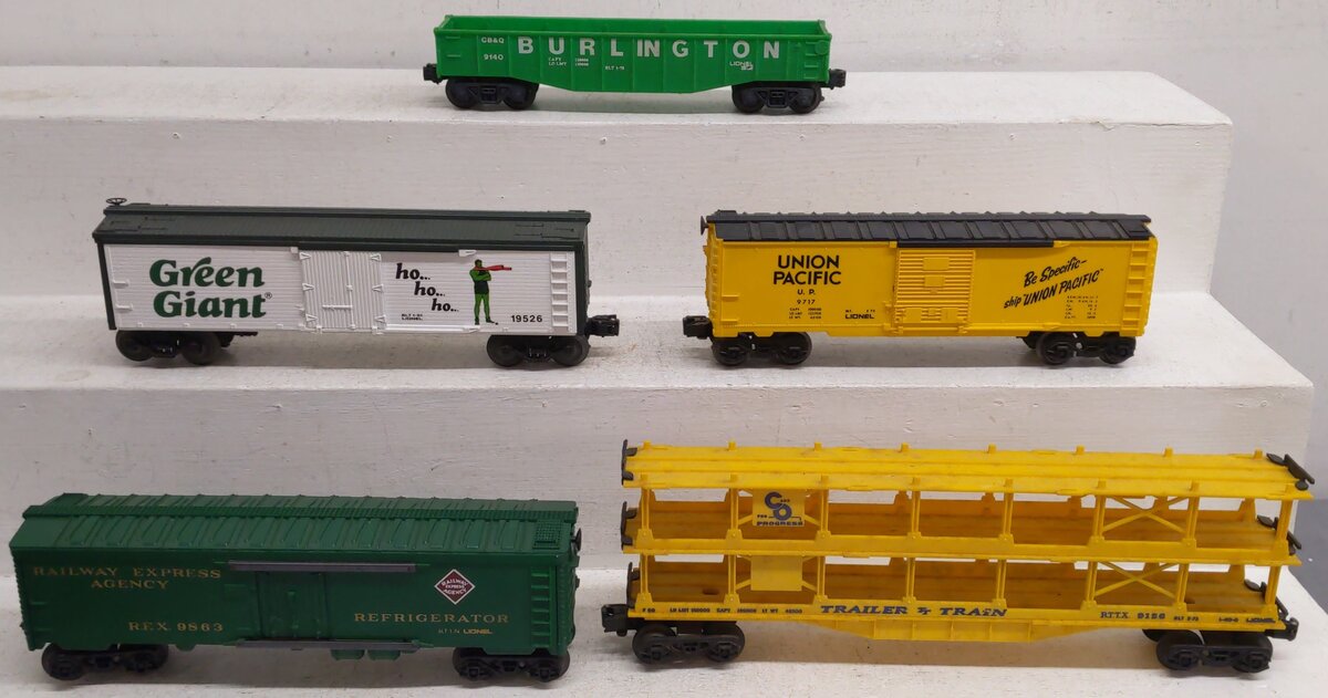 Lionel O Gauge Assorted Freight Cars #9140, 19526, 9717, 9863, 9126 [5] VG