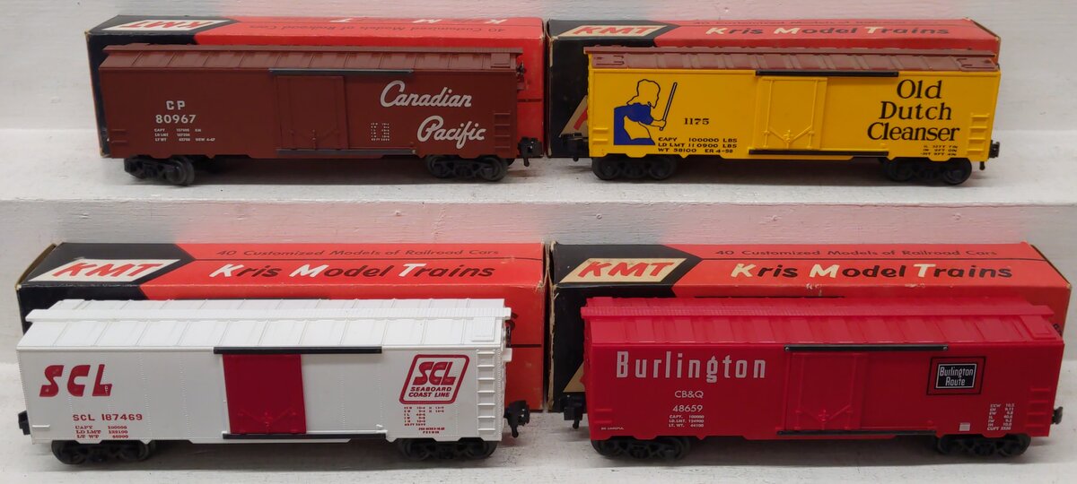 KMT O Gauge Assorted Boxcars 187469, 48659, 1175, 80967 [4] VG