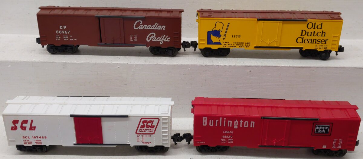 KMT O Gauge Assorted Boxcars 187469, 48659, 1175, 80967 [4] VG