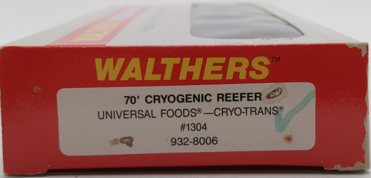 Walthers 932-8006 N Scale Universal Foods Cryo-Trains 70' Cryogenic Reefer #1304 EX/Box