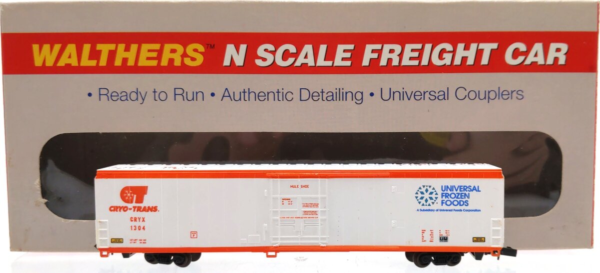 Walthers 932-8006 N Scale Universal Foods Cryo-Trains 70' Cryogenic Reefer #1304 EX/Box