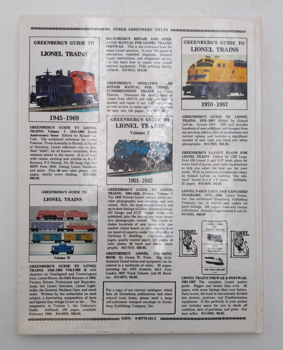 Greenberg's Guide to Lionel Trains 1901-1942 Vol.2 Hardcover Book EX