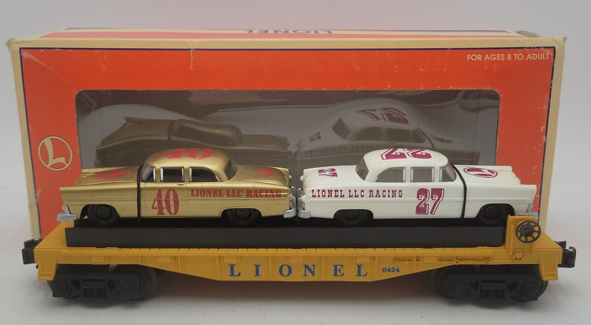 Lionel 6-19423 O Gauge Lionel Circle-L Racing Flatcar with Stock Car Load #6424 EX/Box